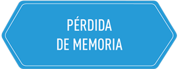Blue hexagon with white text 'memory loss'