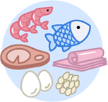 Icono carne pescado huevo y legumbres 